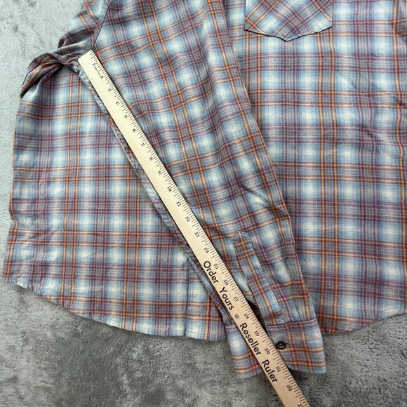 Wrangler Men's XL Blue Red Long Sleeve Plaid Button-Up Rancher Shirt 112315588 - Picture 7 of 11